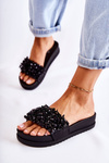 Women's Slippers On The Platform With Ornaments Black Almina