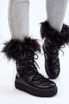 Women's Lace-up Snow Boots Black Santero