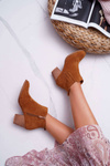 Women's Heeled Boots Suede Camel Gomen