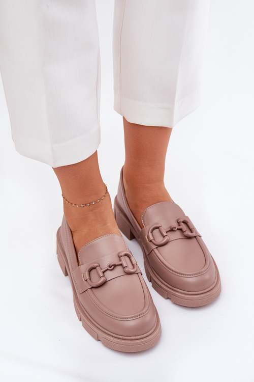 Ladies Moccasins Eco Leather With Decorative Detail Khaki Seftass