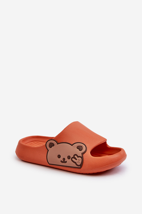 Light Foam Slippers With Bear Orange Relief