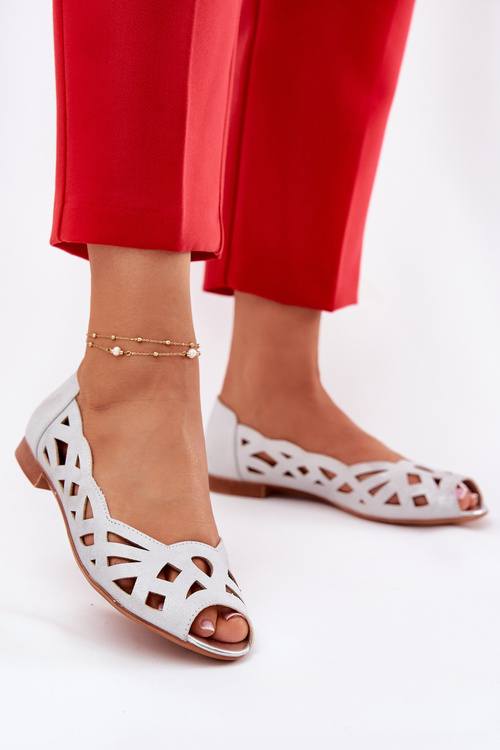 Perforated Ballerinas With Open Toes Silver Calgis