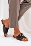 Flat Sole Sandals With Decorative Bow Black Deonelis