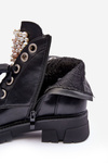 Leather Embellished Low Boots On A Flat Heel Black Binga