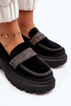 Women's Velvet Moccasins with Decoration Black Wendreda