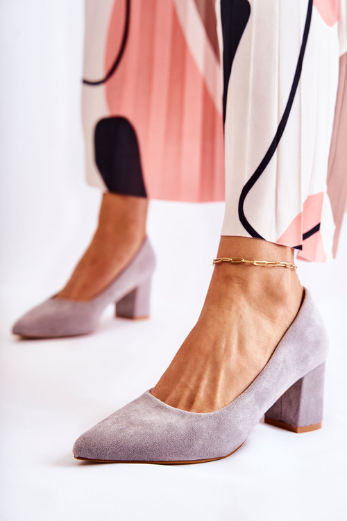 Classic Suede Pumps On A Heel Grey Lency