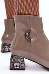 Women's Lacquered Boots On Embellished Heel D&A MR870-93 Grey