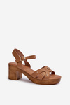 Women's High Heel Sandals in Brown Eco Leather Assames