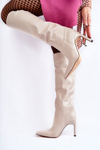 Leather Boots On A Stiletto Beige Rissa