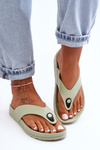 Women's Platform Japanese Slippers Green Bellitta