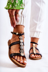 Women's Sandals With A Decorative Belt Black Seila