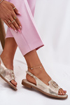 Women's sandals on flat heels with decoration S.Barski KV51-002 golden