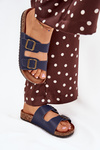 Women's cork platform sandals with buckles navy Vesina