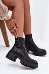 Women's Ankle Boots with Chunky Heel and Platform Eco Leather Black Elvianne