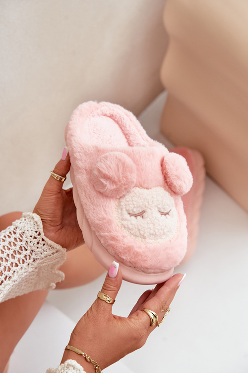 Kapcie Futrzane Damskie Ciepłe Różowe Jozelinetta