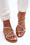 Women's Slip-On Sandals With Embellishments Silver Hayen