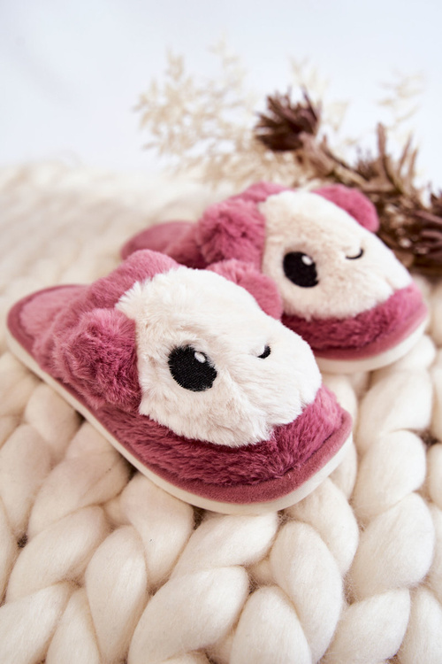 Papcie Dziecięce Futrzane Wsuwane Różowe Alize