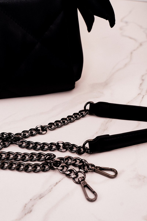 Small Quilted Purse On A Chain NOBO NBAG-K1330 Black