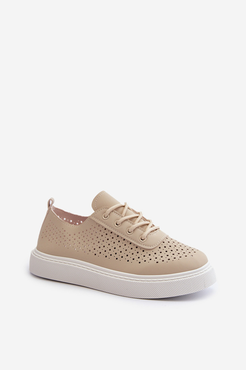 Lace-up Platform Sneakers in Beige Tanvi
