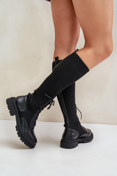 Slip-On Boots With Sock Shaft Black Iranel