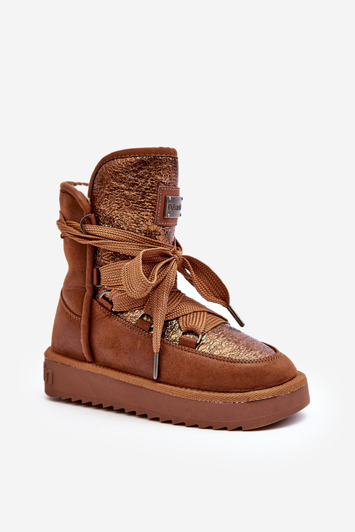 Śniegowce Damskie Wiązane Brązowe D.Franklin DFSH370006