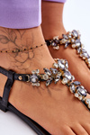 Women's Sandals Flip Flops With Stones Black Lenisa