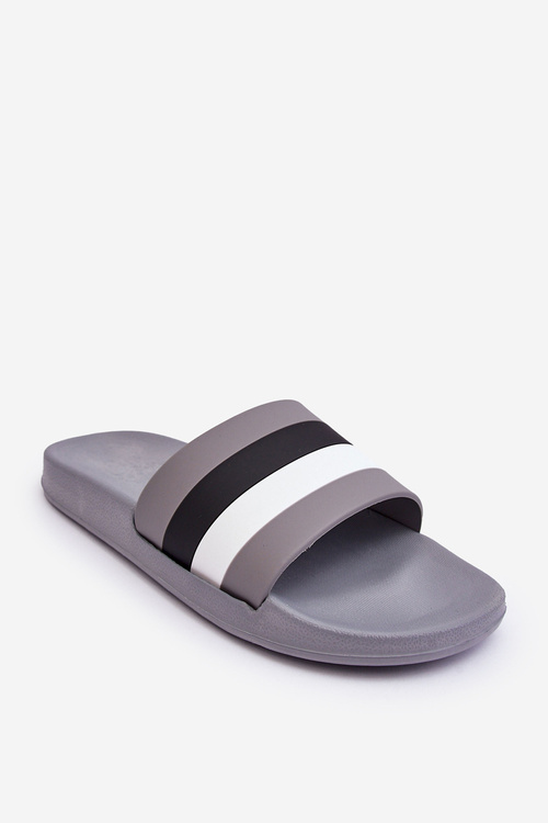 Men's Striped Slippers Gray Vision