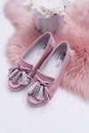Women's Leather Suede Moccasins With Tassels Pink Batist