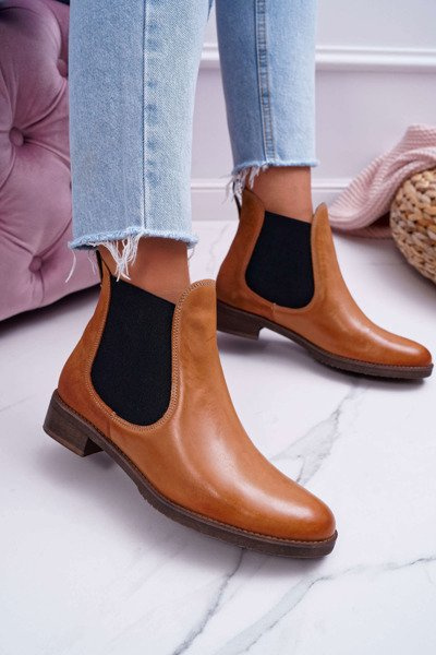 Women's Leather Stiletto Boots Maciejka Camel 04359