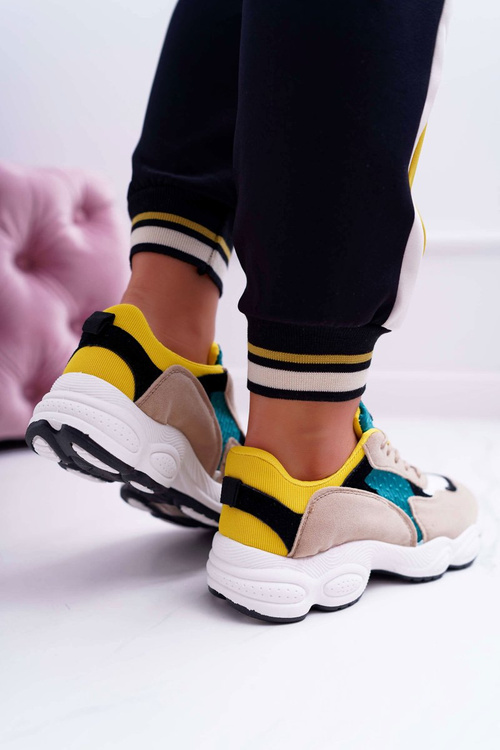 Sporty Women's Suede Shoes Green Yellow Lollipop