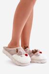 Furry Slippers For Women With Reindeer Motif Beige Wistira