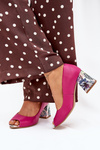 Leather pumps with decorative heel Fuchsia Lewski Shoes 2608/K