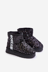 Children's Snow Boots Botki Ocieplane with Sequins Black Rebbica