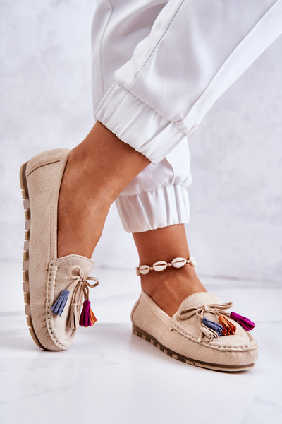 Women's Suede Loafers Light Beige Wilessa