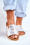 Elegant Leather Slippers Animal Print White Nicole 2495