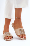 Women's flat sandals with beige decoration Inaile