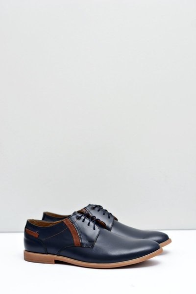 Men's Bednarek Half Shoes Leather Navy Blue Millo