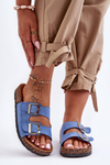 Women's Slippers On Cork Sole Blue Cortina