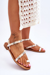 Women's Sandals With Decorative Shells White and beige Verdem