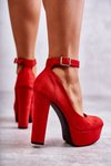 Suede Pumps On The Platform Red Rivia