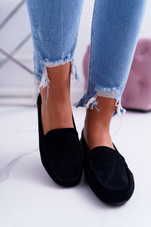Women's Comfortable Eco-suede Moccasins Black Lemma