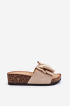 Women's Clogs on Cork Platform with Bow Beige Tarena