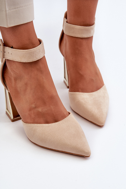 Beige Suede Pumps With Stiletto Heel Lodho