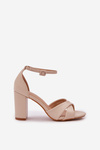 Block Heel Sandals Made Of Eco Leather Beige Lanaria