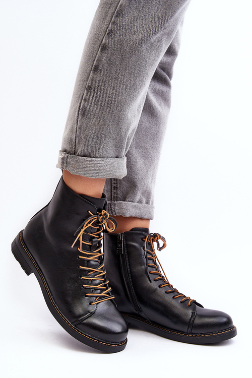 Women's Leather Ankle Boots Black Ethel