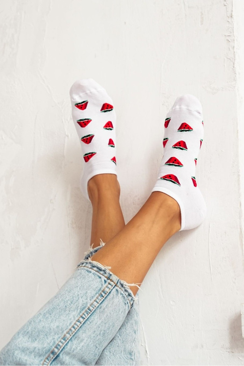 Women's Ankle Socks Watermelons White