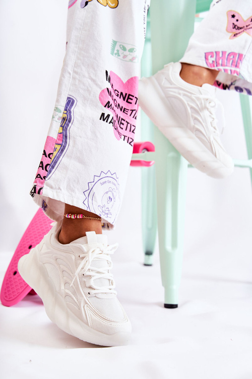Buty Sportowe Sneakersy Modne Damskie Białe Sollero