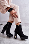 Women's Boots On High Heel With Decoration Black Teruko