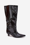 Patent leather women's boots with low heel black Mireva
