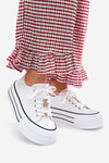 Women's Platform Sneakers With Golden Accents White Fiorina